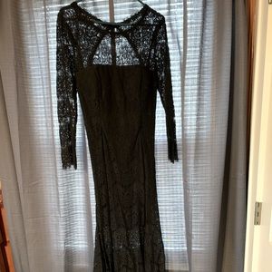 Long black lace gown